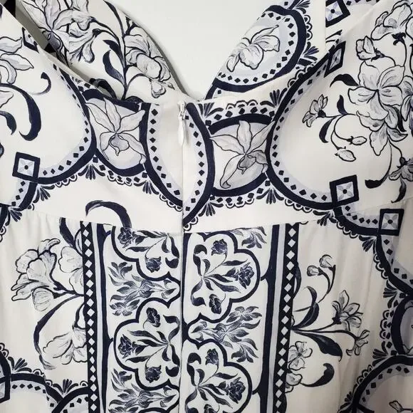 Andres Otalora Raquira Off The Shoulder Printed Cotton Maxi Dress Blue Size 6